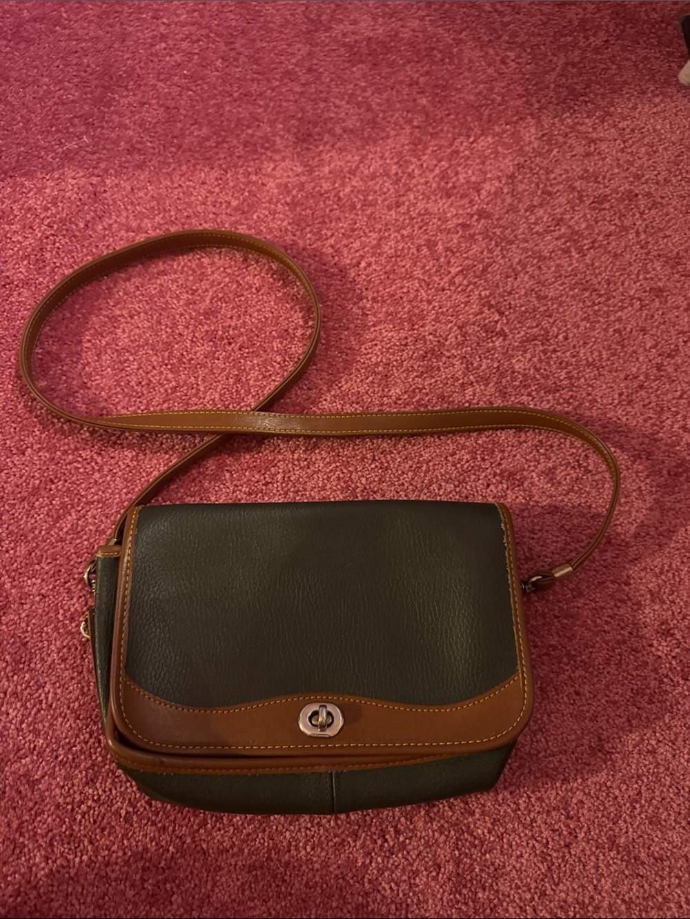 Classic Two-Tone Brown Crossbody Bag top grain leather